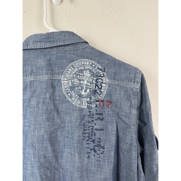 Vtg Lauren Jeans Co Ralph Lauren Denim Shirt Dress Sz M Button Front Utility 90s - Picture 5 of 7